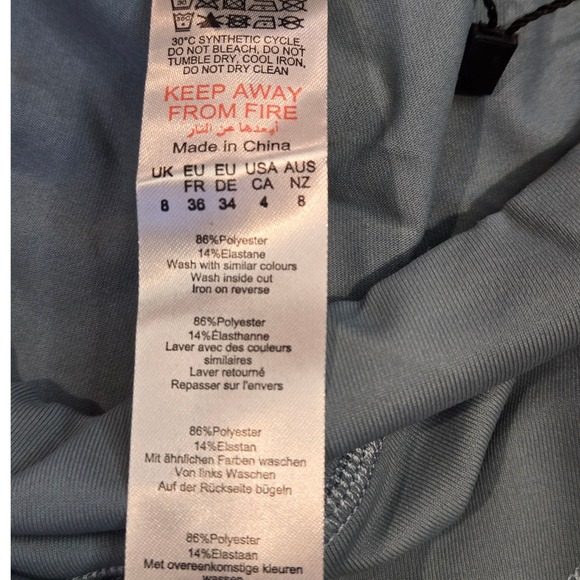 PrettyLittleThing PLT Sport Steel Blue Contrast Stitch Gym Leggings US 4 CMQ2790 - Picture 3 of 9